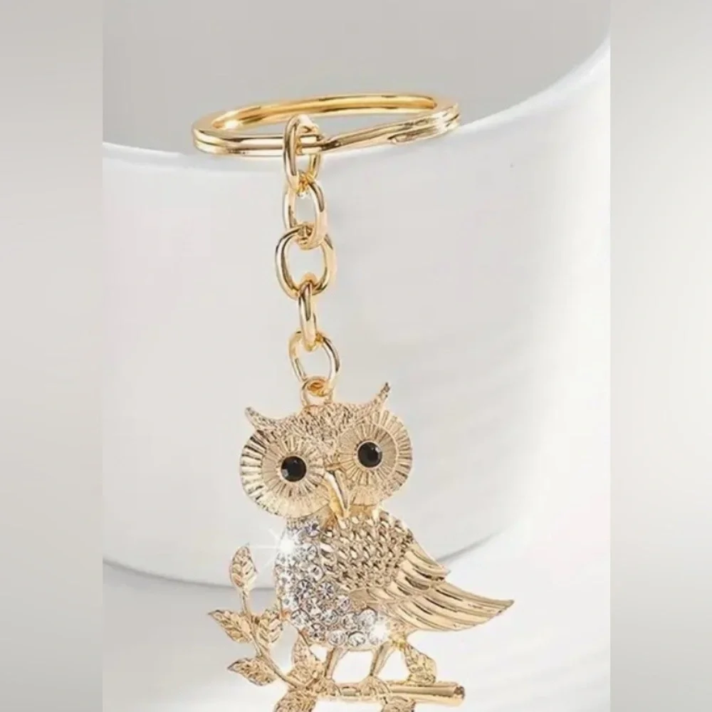 Sparkling Rhinestone Owl Keyring & Bag Charm Gift for Friends & Family NIB